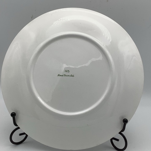 Three Vintage Lefton Hand Decorated Holly and Candy Cane Christmas Dinner Plates - Picture 3 of 8